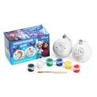 Ёлочные шары под раскраску на новый год «Эльза и Олаф», d=5.5 см, 2 шт., краски, набор для творчества, Холодное Сердце - Фото 3