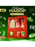 Новогодний подарочный набор косметики SB BEAUTY, шампунь, гель для душа, бомбочка, мочалка, с ароматом мяты и мандарина - Фото 8