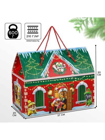 Пакет подарочный-коробка, новогодний «С Новым годом» 37×30×20 см, Щенячий патруль