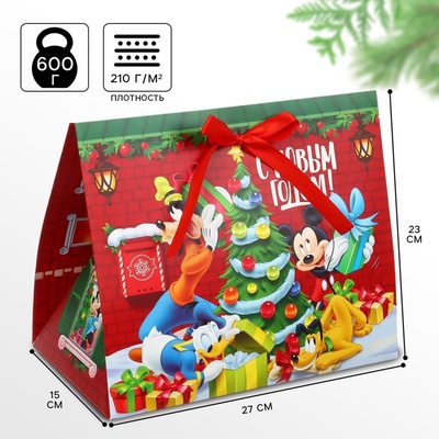 Подарочная коробка складная «С Новым годом», 27×23×15 см, Микки Маус
