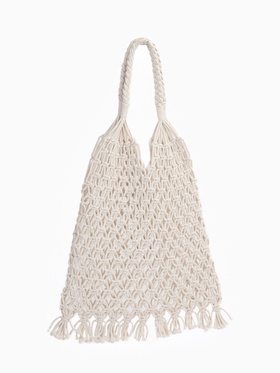 Сумка-авоська плетёная, клетка 3.5 см, белая