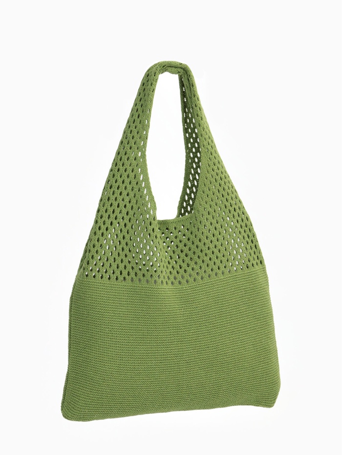 Сумка-авоська плетёная, клетка 0.5 см, зелёная - Фото 1