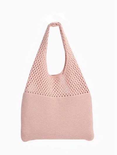 Сумка пляжная, плетёная, клетка 0.5 см, персиковая