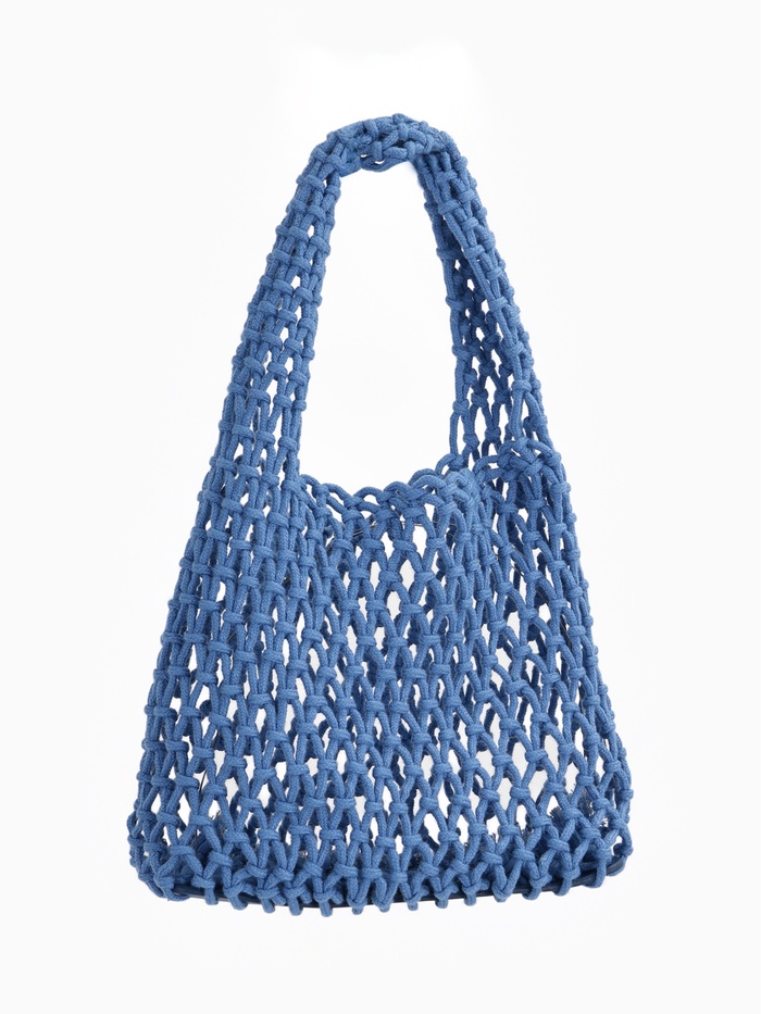 Сумка-авоська плетёная, клетка 1.5 см, синяя - Фото 1