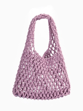 Сумка-авоська плетёная, клетка 1.5 см, лиловая