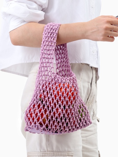 Сумка-авоська плетёная, клетка 1.5 см, лиловая