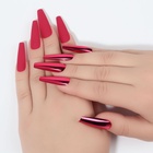 Накладные ногти, 12 шт., с клеевыми пластинами, форма балерина, матовые/хромированные, бордовые, красные - Фото 2