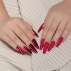 Накладные ногти, 12 шт., с клеевыми пластинами, форма балерина, матовые/хромированные, бордовые, красные - Фото 3