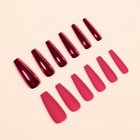 Накладные ногти, 12 шт., с клеевыми пластинами, форма балерина, матовые/хромированные, бордовые, красные - Фото 4