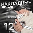 Накладные ногти, 12 шт, с клеевыми пластинами, форма балерина, матовый/хромированный, цвет бежевый/серебристый 10474881 - фото 312910548