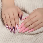 Накладные ногти, 12 шт., с клеевыми пластинами, форма балерина, матовый/хромированный, цвет розовый - Фото 5