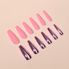 Накладные ногти, 12 шт., с клеевыми пластинами, форма балерина, матовый/хромированный, цвет розовый - Фото 6