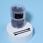 Ватные палочки, двусторонние, с ухочисткой, 100 шт., в пластиковом органайзере, чёрные - Фото 2