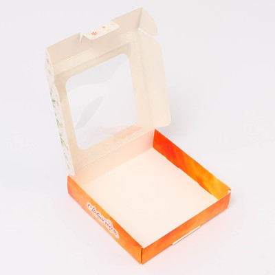 Подарочная коробка складная с окном «С Новым годом!», 13×13×3 см