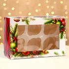 Коробка для 6 капкейков с окном «С Новым годом», 25×17×10 см - Фото 4