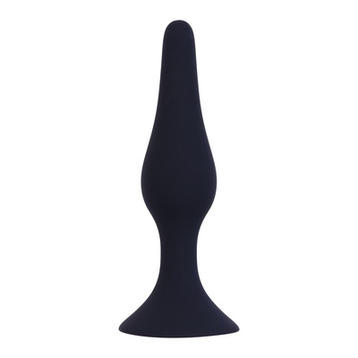 Анальная пробка конус, присоска, софт-силикон, 12×3 см, черный