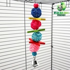 Игрушка для птиц, мячики такрау с колокольчиком и бусинам, цвет МИКС - Фото 1