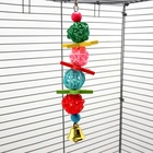 Игрушка для птиц, мячики такрау с колокольчиком и бусинам, цвет МИКС - Фото 2