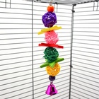 Игрушка для птиц, мячики такрау с колокольчиком и бусинам, цвет МИКС - Фото 3