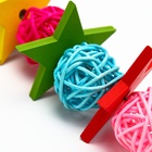 Игрушка для птиц, мячики такрау с колокольчиком и бусинам, цвет МИКС - Фото 8