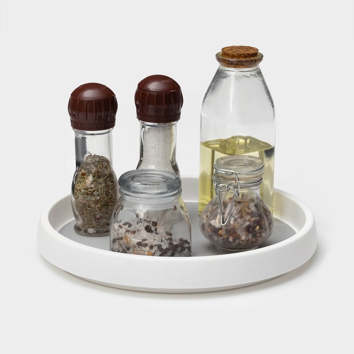 Поднос круглый вращающийся Griten, d=25 см, белый - Фото 1