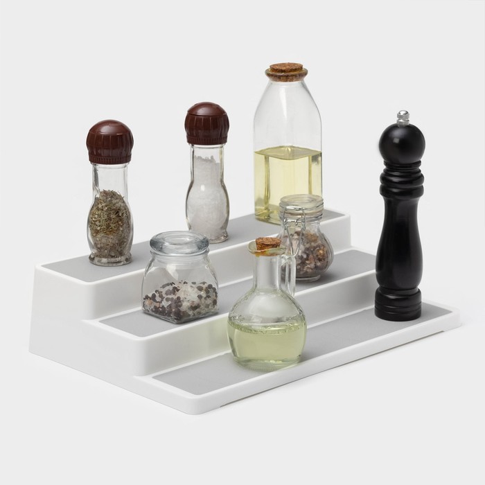 Подставка для специй и соусов 3 яруса Griten, 36.5×24×8.5 см, белая - Фото 1