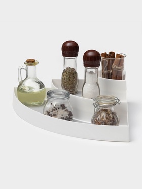 Подставка для специй 3 яруса Griten, угловая, 30×30×8.7 см, белая