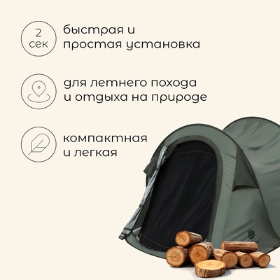 Палатка туристическая, трекинговая maclay KAMCHATKA Dark'n'Cool 2, 2-местная