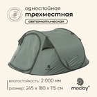 Палатка туристическая 3-местная maclay KAMCHATKA Cool 3, 245×180×115 см, автоматическая, трекинговая, однослойная, зелёная - Фото 1