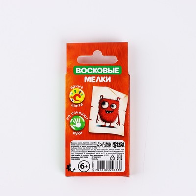 Мелки восковые 6 цветов в коробке «БукиБяки»