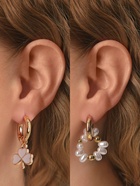 Серьги со съёмным элементом «Трансформер» клевер-сердце, цвет бело-бежевый в золоте - Фото 2