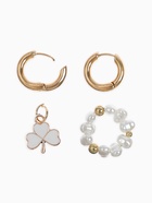 Серьги со съёмным элементом «Трансформер» клевер-сердце, цвет бело-бежевый в золоте - Фото 3