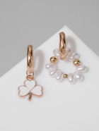 Серьги со съёмным элементом «Трансформер» клевер-сердце, цвет бело-бежевый в золоте - Фото 1