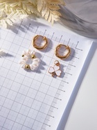 Серьги со съёмным элементом «Трансформер» клевер-сердце, цвет бело-бежевый в золоте - фото 68148451