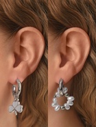 Серьги со съёмным элементом «Трансформер», клевер-сердце, бело-бежевые в серебре - Фото 2