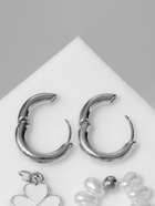 Серьги со съёмным элементом «Трансформер» клевер-сердце, цвет бело-бежевый в серебре 10487631