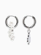 Серьги со съёмным элементом «Трансформер», клевер-сердце, бело-бежевые в серебре - Фото 3