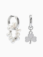 Серьги со съёмным элементом «Трансформер», клевер-сердце, бело-бежевые в серебре - Фото 4