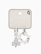 Серьги со съёмным элементом «Трансформер», клевер-сердце, бело-бежевые в серебре - Фото 6