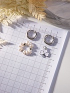 Серьги со съёмным элементом «Трансформер», клевер-сердце, бело-бежевые в серебре - Фото 7