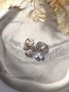 Серьги со съёмным элементом «Трансформер» клевер-сердце, цвет бело-бежевый в серебре 10487631