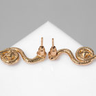 Серьги со стразами «Змея» завиток, цвет зелёный в золоте - Фото 2