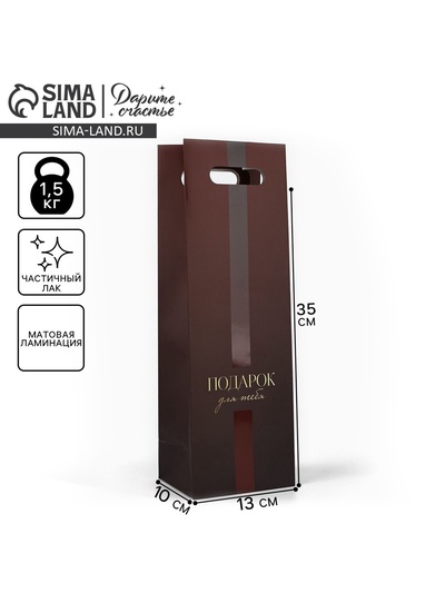 Пакет под бутылку «Подарок для тебя», 13×10×36 см