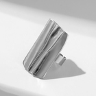 Кольцо «Мятые линии» прямоугольник, цвет матовое серебро, безразмерное - Фото 1