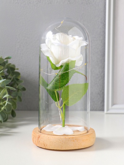 Фигурка световая колба RISALUX «Роза», LED - ночник, 3×ААА, белый, 9.5×9.5×19.5 см