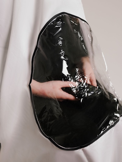 Пеньюар парикмахерский, с окном, белый