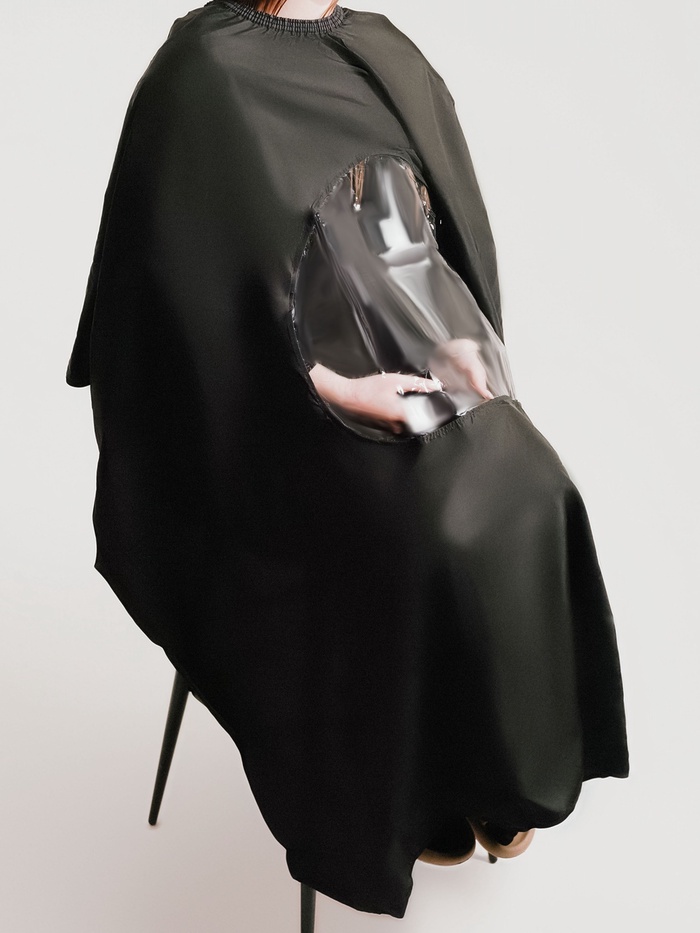 Пеньюар парикмахерский, с окном, чёрный - Фото 1