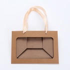 Пакет подарочный с широким дном и окном 20×14×13.2 см, крафт - Фото 5