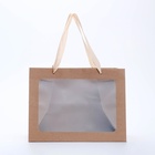 Пакет подарочный с широким дном и окном 25×19×18 см, крафт - Фото 3