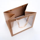 Пакет подарочный с широким дном и окном 35×29×28 см, крафт - Фото 4